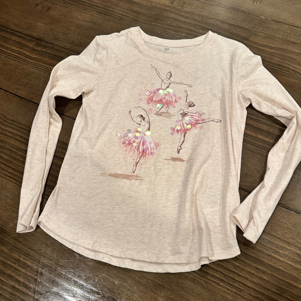 GAP Kids Cream Ballerina Long Sleeve Shirt